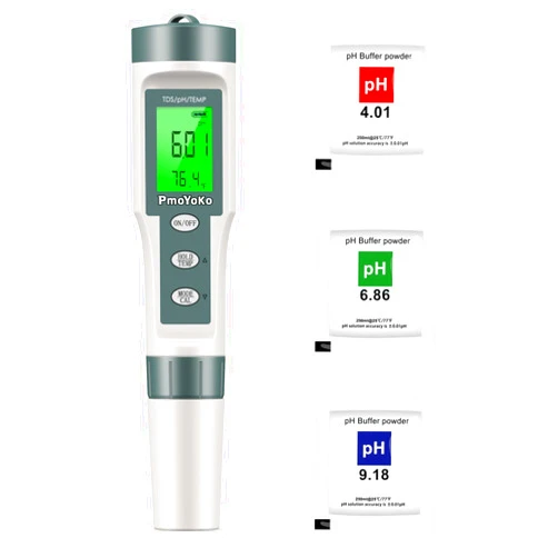 PmoYoKo Digital pH/TDS Meter with ATC pH Tester, 3 in 1 0.01 Resolution High Accuracy pH Pen Tester for Water with LCD Backlit, Tds Meter pH Meter for Drinking Water, Wine, Pool and Aquariums