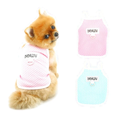 PAIDEFUL Dog Shirts Clothes,Classic Plaid Vest for Small Dogs Summer Cool Breathable Pet Strap T-Shirt Soft Stretchy Doggie Tank Top Sleeveless Costume Puppy Apparel Cat Tee D-ring,Pink,L