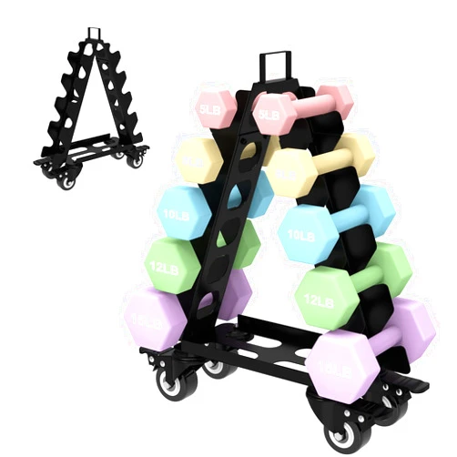 ZHSX Dumbbell Rack 5 Tier with Wheels(Dumbbells not included),A-Frame Metal Dumbbell Holder with Handle,Multilevel Weight Storage for Dumbbells,Tree Shape Compact Weight Rack/Holder,Perfect for Home Gym
