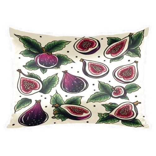 Kuquteed Vintage Figs Leaves Pillowcase Satin Pillow Covers for Hair and Skin 20 x 26 Inch Soft Smooth Cooling Fabric with Envelope Closure, 1Pcs