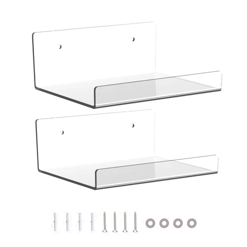 JDEA Wall-Mounted Acrylic Shelves Suitable for Wall-Mounted Display Rack Storage Rack Suitable for Children's Bookshelf Room Wall Decoration Bedroom Kitchen Living Room (2, 6“)