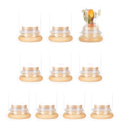 BENECREAT 10 Pack 15ml Glass Decorative Jars Mini Glass Dome Vials Message Bottles Wishing Bottles with Bamboo Base for Wedding Favors, Flower, Gift, Christmas Halloween Home Decoration