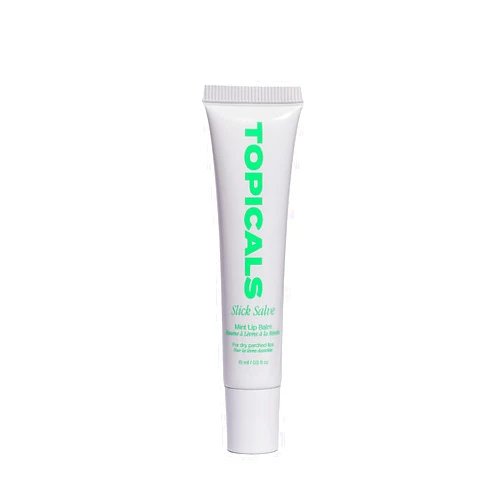 Topicals Slick Salve Mint Glossy Lip Balm | Soothes Discomfort, Strengthens Barrier and Provides Lasting Hydration & Relief | Vegan, Paraben-Free Formula with Hyaluronic Acid and Ceramides (0.5 Fl Oz)
