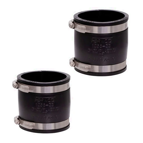 Fernco 1056-33 3-in. Flexible PVC Pipe Coupling for Cast Iron and Plastic Plumbing Connections, 2-Pack