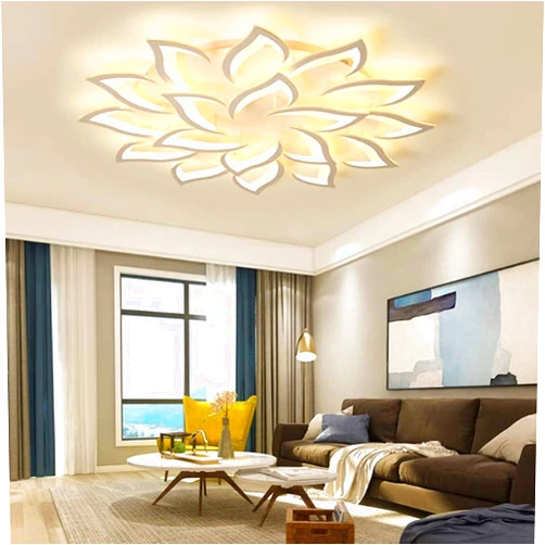 ZCYOU LED Ceiling Lamp，Petals Metal Acrylic Ceiling Light Bedroom Bedroom Indoor Decor Chandelier，Modern Creative Design Flower Dimmable with Remote Control (Color : 18 Heads)