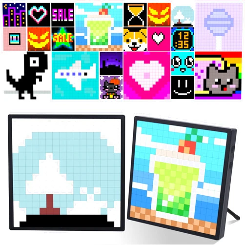 Eachbid Pixel LED Display Panel 16x16 LED Matrix Panel Programmable with APP Control, Display Digital Calendar, 7.9inch LED Panel Display Frame for Gaming Room Decor, Creative Animations Pixel Frames
