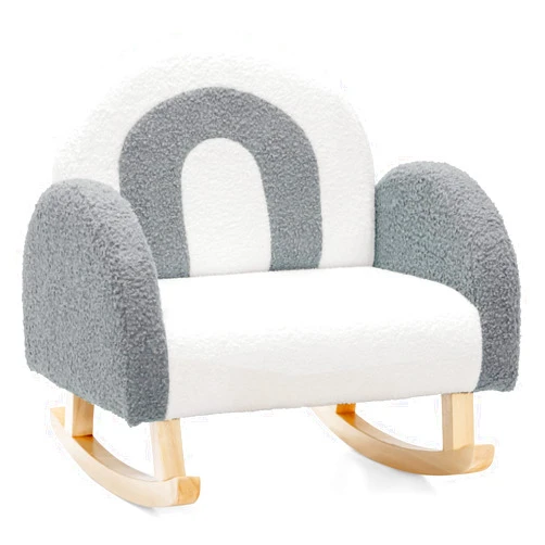 INFANS Kids Sofa, Toddler Rocking Chair with Solid Wooden Frame, Anti-Tipping Design, Plush Fabric, Children Armchair for Nursery Kindergarten Playroom Preschool, Gift for Boys Girls (Grey)