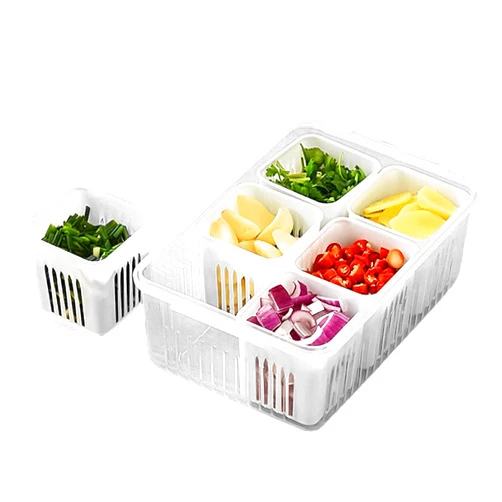 Arisu Kitchen Scallion Storage Box Scallion Storage Container Refrigerator Food Storage Container with Strainer for Fruit Veggies