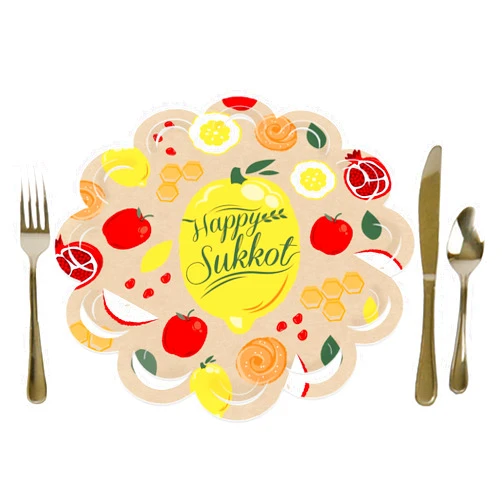 Big Dot of Happiness Sukkot - Sukkah Jewish Holiday Round Table Decorations - Paper Chargers - Place Setting For 12