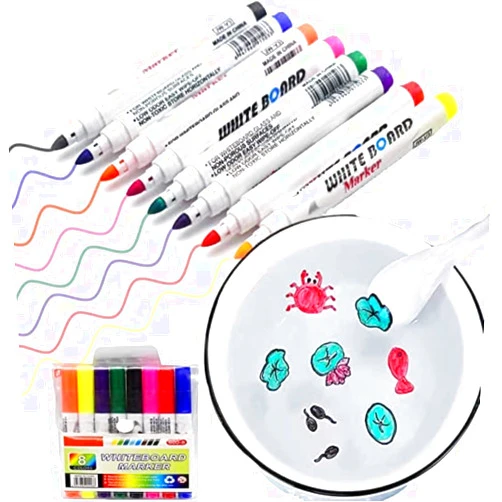 YQkoop Magical Water Painting Pen, Creative Doodle Drawing Pens Magic Water Color Markers Kids Liquid Watercolors Erasing Whiteboard Marker Pens Water Floating Pen for Teaching Drawing Painting Tools