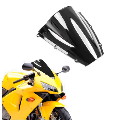 WYNMOTO ABS Plastic Windshield Windscreen Double Bubble Smoke Black Compatible for Honda 2003 2004 CBR600RR F5 03 04 CBR 600 RR CBR 600RR