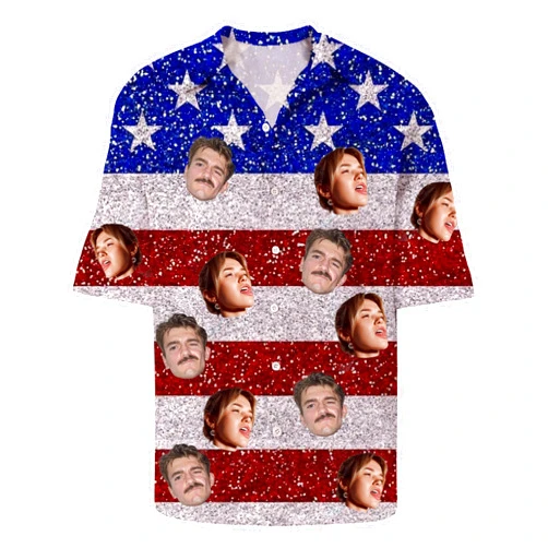 Custom Generic Patriotic Shirts for Men, Custom Hawaiian Shirt, Custom Hawaiian Shirt with Face, Independence Day American Flag Shirt, 4th of July Shirts for Men, July 4th Shirts for Women, Custom T Shirts