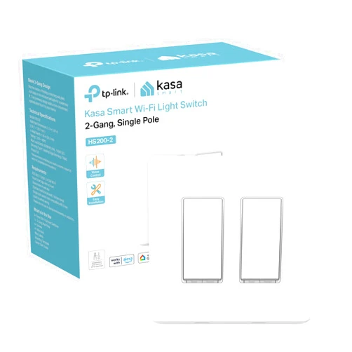 Kasa Smart Switch 2-Gang HS200-2, Single Pole,Neutral Wire Required, 2.4GHz Wi-Fi Light Switch Compatible with Alexa and Google Home, UL Certified, No Hub Required, White