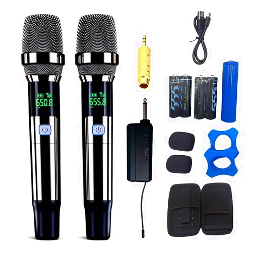TEYUN Professional Handheld Wireless Microphone System with 164ft Range - Clear & Stable Sound for Live Performances, Speeches and Events