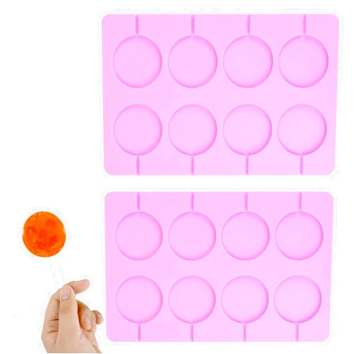 Rohesia Candy Molds Nonstick Lollipop Molds Round Shape Silicone Sucker Molds With 40 Lollipop Stick (2 Round)