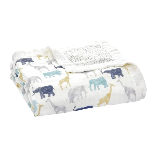 aden + anais Silky Soft Dream Blanket, 100% Viscose Bamboo Muslin Baby Blankets for Girls & Boys, Nursery Crib Blanket, Shower & Registry Gift, Expedition Elephants and Giraffes