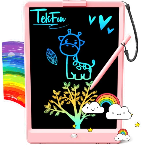 TEKFUN LCD Writing Tablet Doodle Board, 10inch Colorful Drawing Pad for Kids, Mess Free Coloring for Toddlers, Toys Gifts for 3 4 5 6 7 8 Year Old Girls Boys (Pink)