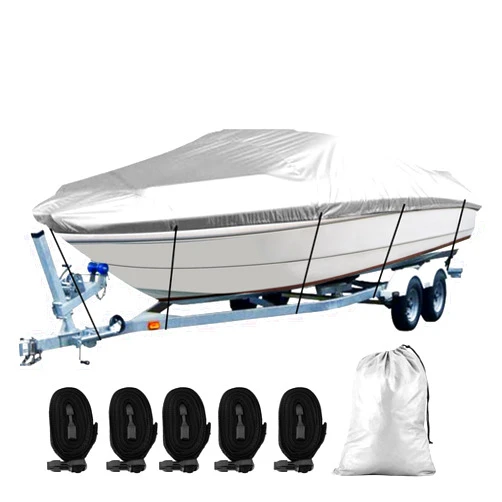 SPORTYOUTH Boat Cover 17-19ft, Trailerable Boats Covers Waterproof UV Protection 210D Oxford Fabric Fit V-Hull Tri-Hull Fish & Ski Boat Pro-Style Runabouts Bass Boats, 17'-19' Long 102