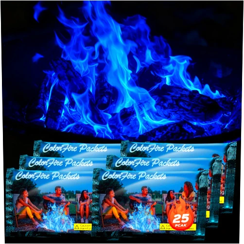 FESTIVALCOS 25 Pack Colorful Flames Color Fire Packets Fire Pit for Campfire,Fire Color Packets Camping Accessories for Kids & Adults,Outdoor Fire Changing Flame Powder. (25 Packets)