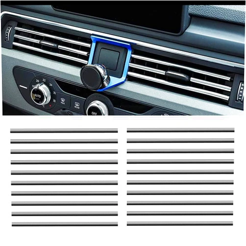 MUYAPAY 20 Pieces Car Air Outlet Decoration Strips, Car Accessory Interior Decoration for Car Air Conditioning Outlet Air Vent Grills (Silver)