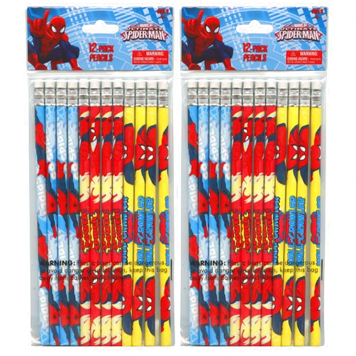 Karacter Box 2-PACK, Marvel Spiderman 12 Pack Wood Pencils