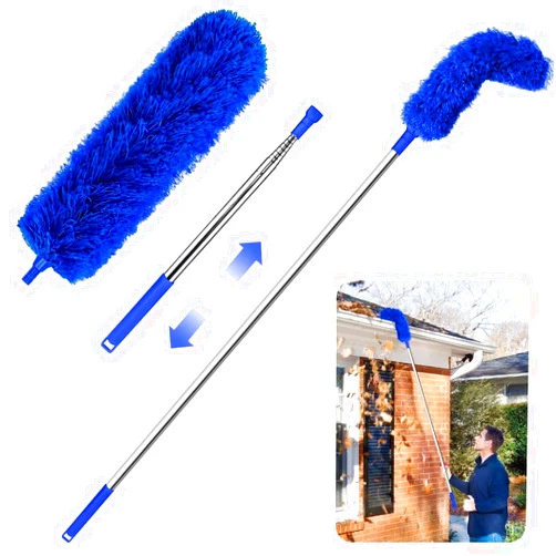 YihuaTop Gutter Cleaning Tools from The Ground - Gutter Cleaning Pole Roofing Tool Rain Gutter Guard Cleaner Tool, Easy Remove Leaves and Debris from The Ground (Blue)