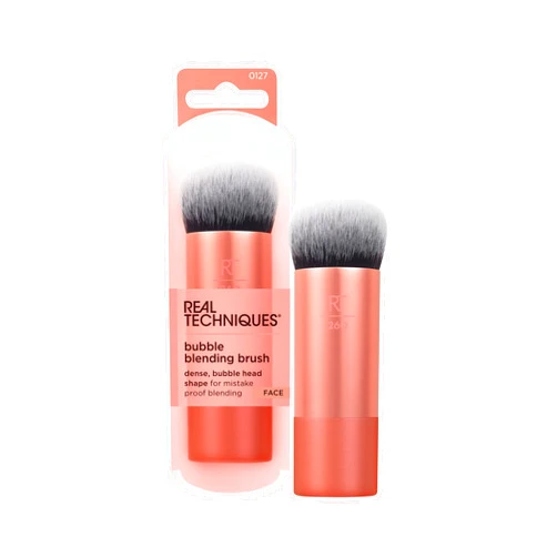 Real Techniques Bubble Blending Makeup Brush, Multipurpose Foundation Brush For Liquid, Cream, & Powder Products, Unique Round Brush Head, Synthetic Bristles, Vegan & Cruelty Free, 1 Count
