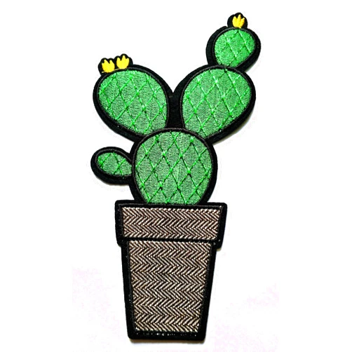 NiPitShop Big Size Patch Nipitshop Patches Big Size Patch Green Cactus Plant Cactus Potted Plant with flowers on cactus Hot sea kids cartoon patch for Clothes Backpacks T-shirt Jeans Hat Bag