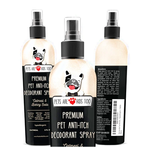 Pets Are Kids Too Soothing Anti Itch Spray for Dogs Cats - Dog Deodorant Natural Aloe Baking Soda Spray Itchy Skin Paws Pet Relief Hypoallergenic Cat Dog Products Allergy Dog Perfume - Oatmeal 8oz