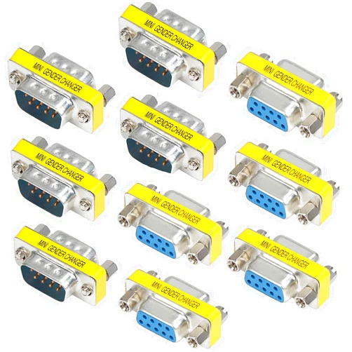 abcGoodefg 9 Pin RS-232 DB9 Male to Male Female to Female Serial Cable Gender Changer Coupler Adapter (10 Pack, DB9 Male to Male Female to Female)
