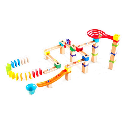 Hape Marble Run Race Track | Wooden DIY Marble Run Set with Dominoes, STEAM Educational Learning Toy, 81 Pieces, for Kids 3 Years+