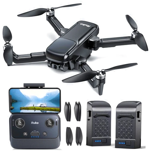 Ruko U11PRO First Drone with Camera for Adults, 4K UHD, FAA Remote ID Comply, 52 Mins Fly Time 2 Batteries, GPS Auto Return, Indoor-Outdoor Mode, Scale 5 Wind Resistance, Beginners Waypoint