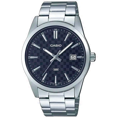 Casio Men Watch Analog Date Display Black Dial Stainless Steel Band MTP-VD03D-1AUDF, Black, Bracelet, Black, Bracelet