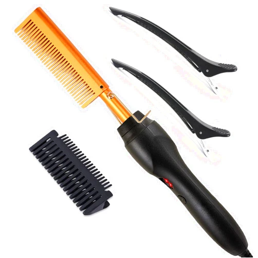 LEEONS Hot Comb Electric, Professional Electrical Straightening Comb, High Heat Press Comb, Hot Comb Hair Straightener, Ceramic Comb, Portable Heated Brush Iron, 1 Count (Pack of 1)
