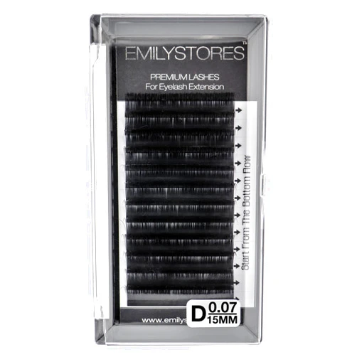 EMILYSTORES Eyelash Extensions 0.07mm Thickness D Curl Length 15mm Single Size Rapid Volume Eyelash For Lash Extensions, Easy Fan Blooming Flower Lashes, Self Fanning Lashes, (0.07,D,15mm)
