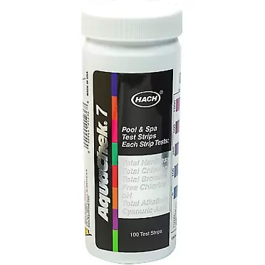 AquaChek 7-Way Pool and Spa Water Test strips - 100 strip pack of swimming pool strips testing pH, Chlorine, Bromine, Hardness and More Silver