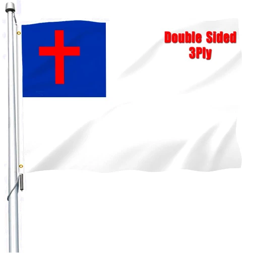 WANSHUNDE Christian Flag 3x5 Outdoor Double Sided - Heavy Duty Polyester Christian Church Flags for Outside,Cross Jesus Flag with 2 Brass Grommets 4 Rows Hemming