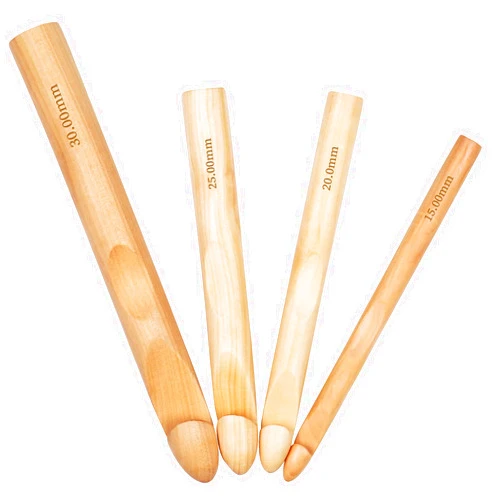 Coopay Large Crochet Hooks 15mm 20mm 25mm 30mm Wooden Crochet Hook Set for Chunky Yarn, Sturdy Big Bamboo Crochet Needles for Crocheting Huge Crochet Hooks for Thick Blanket & Large Project
