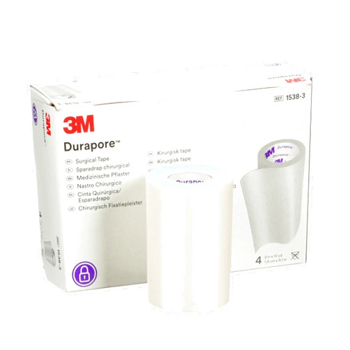Durapore 3M™ Durapore™ Surgical Tape 1538-3, 3 inch x 10 yard (7,5cm x 9,1m), 4 Rolls/Box