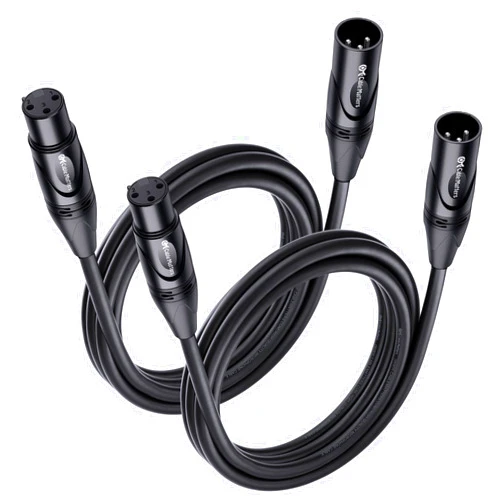 Cable Matters 2-Pack Premium XLR to XLR Cables - 6ft, Male to Female Microphone Cable, Oxygen-Free Copper (OFC) Mic Cord, Black
