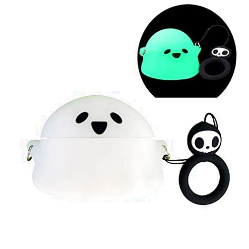 Sgpcn Airpods Pro Case, 3D Cute Cartoon Ghost Compatible with Apple Airpods 3&Pro, Airpods Pro Accessories Shockproof Protective Silicone Cover and Skin for Apple Airpods Pro Charging Case (Luminous Ghost)
