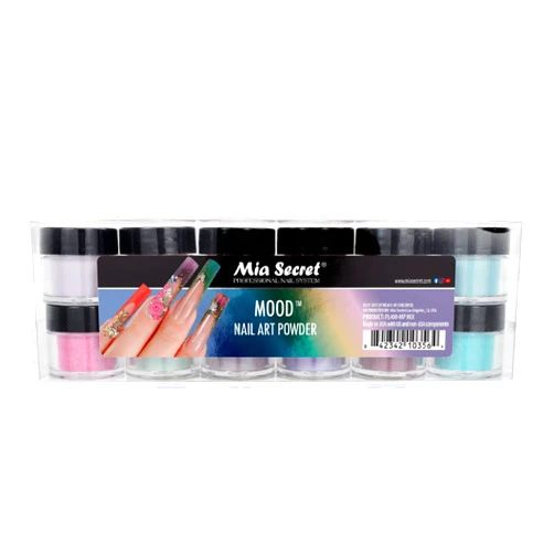 Mia Secret Color Changing Nail Powder MOOD Collection, Set of 12 colors, ¼ oz.