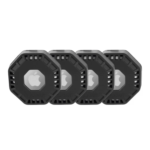 Case-Mate Pelican Adventurer - AirTag Holder/Case with 3M Adhesive Sticker [4 Pack] Protective Shockproof Cover for Apple Air Tag - Hidden Stick On Mount for Bike Wallet Travel TV Remote Car Luggage - Black
