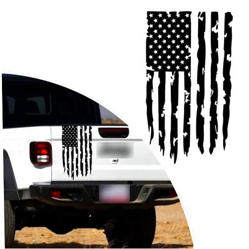 Ijuicy 1 PC American Flag Tailgate Decal, Vinyl American Flag Stickers for Trucks, Universal US Flag Car Sticker for Most Car, Trucks, SUVs (Black)