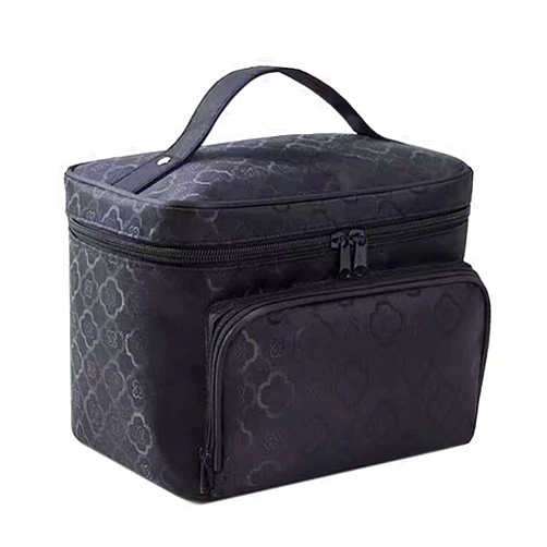 E-RIIL Makeup Bag for Women Girls Large Travel Cosmetic Bag with Brush Slot Portable Toiletry Bag Organizer Case Makeup Brushes Holder (Black)