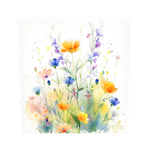 Qilmy Abstract Watercolor Wildflowers Cloth Napkins Set of 6 Reusable Washable Dinner Napkins Decor for Family Wedding Dinner Party, 20 x 20 Inch