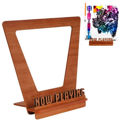 Aikyam Records Now Playing Vinyl Stand - 3D Retro Holder for LP Vinyl Records - Wooden Turntable Accessory - Gift Ideas - Album Display Stand