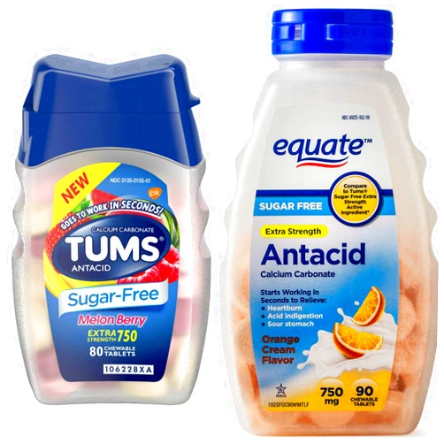 OLOPE Tums Sugar Free Antacid - Melon Berry (80ct) Bundle with Equate Sugar-Free Orange Cream Chewables (90ct)