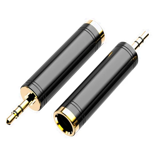 Eanetf 3.5mm to 1/4'' Stereo Gold-Plated Pure Copper Adapter, 1/8 Inch Mini Jack Male to 1/4 Inch Female Jack Stereo Adapter for Headphone Amp Adapte (2PACK-Black)