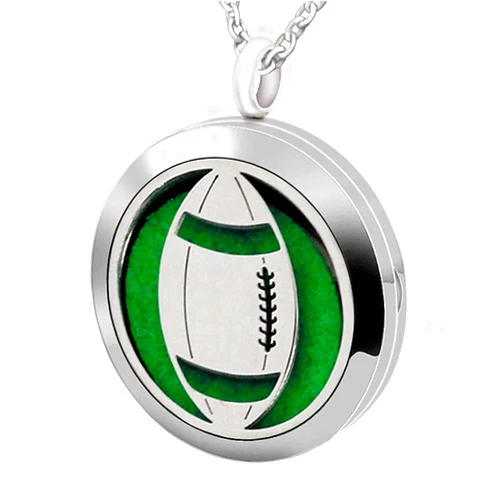 Popeoiuh Essential Oil Diffuser Necklace, Hypoallergenic Stainless Steel Aromatherapy American Football Locket Pendant Jewelry Sets Birthday Christmas Mother's Day Gift for Women Men Teen